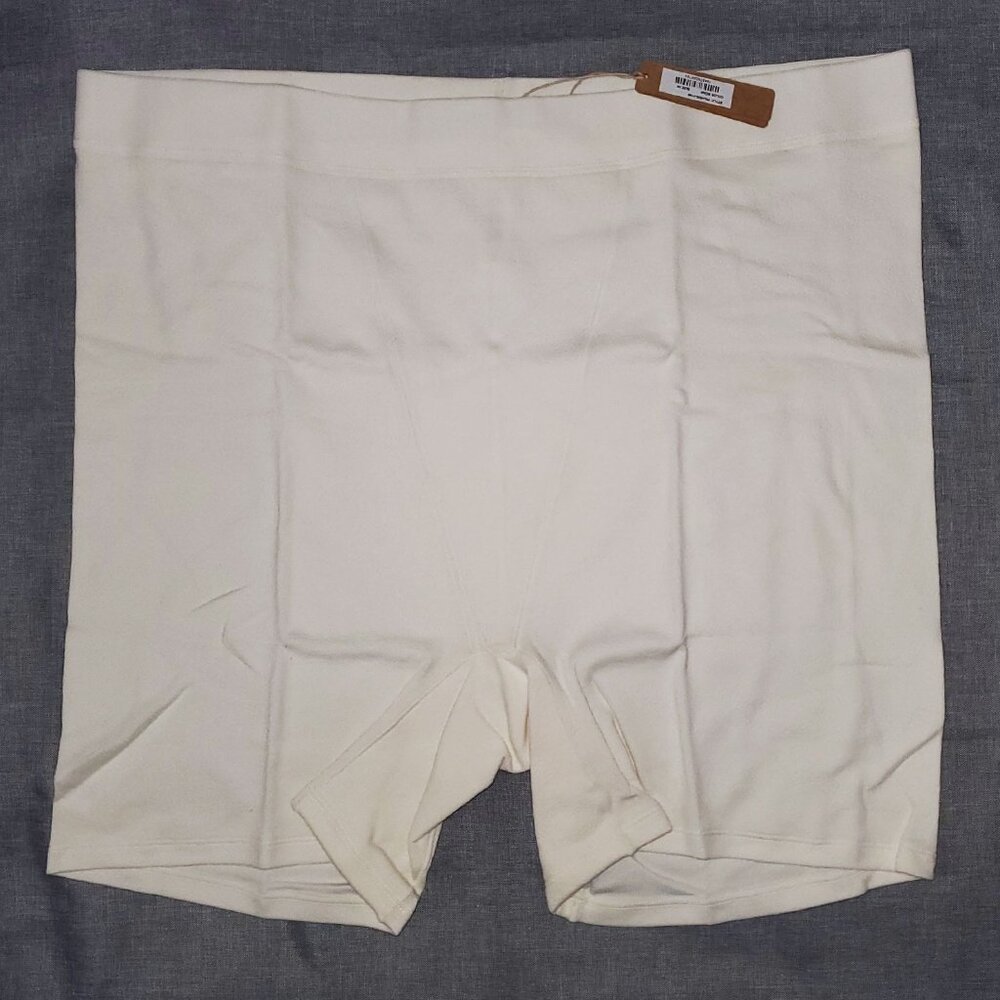 NWT SKIMS 3X Logo Pointelle Boxer MARBLE/BONE
